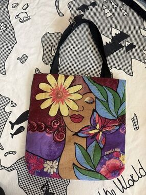 Floral Art Tote Bag - Colorful Floral Print